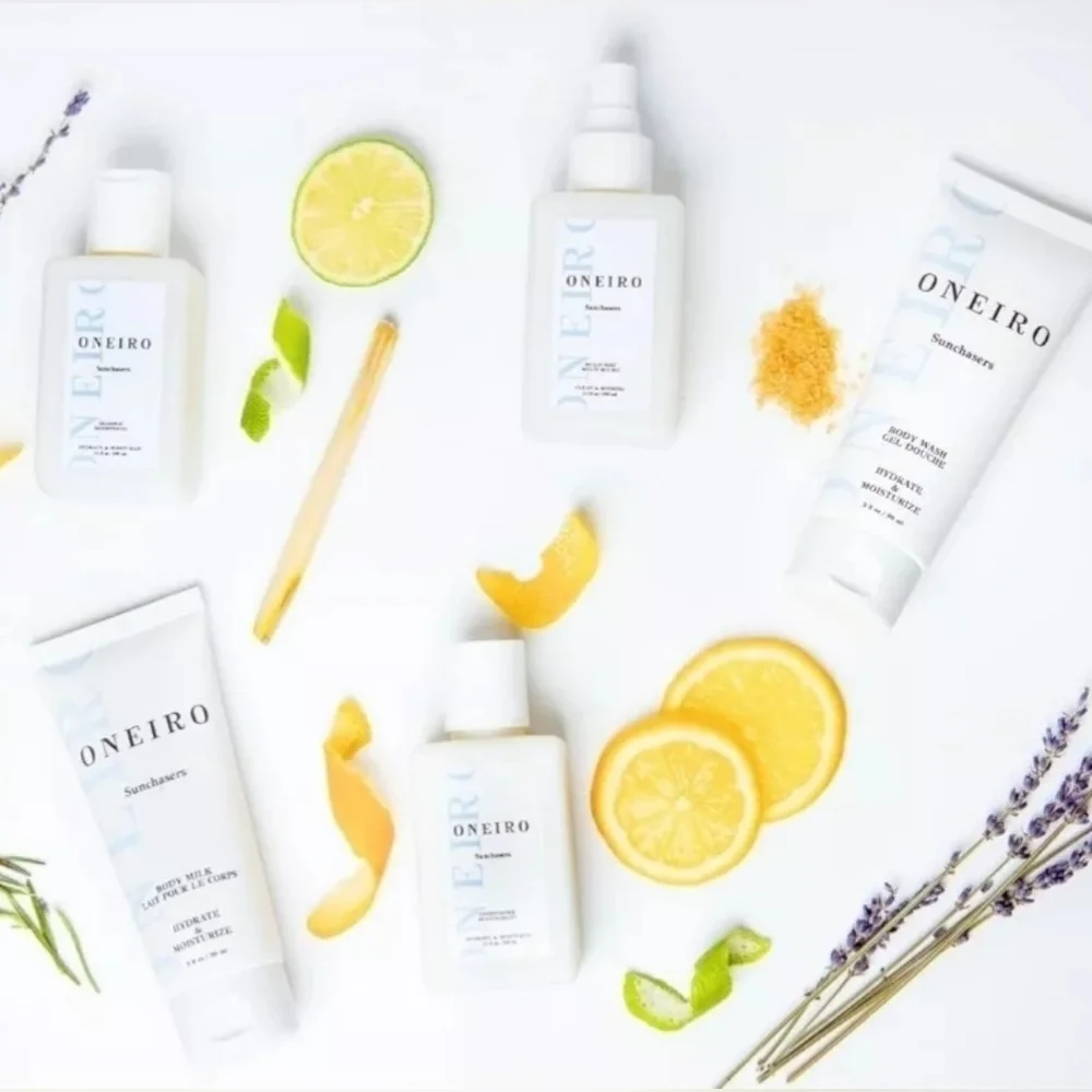Oneiro Skincare Ready To Go All Natural Body Hair 5 Pc Bag Set TSA Ready Travel